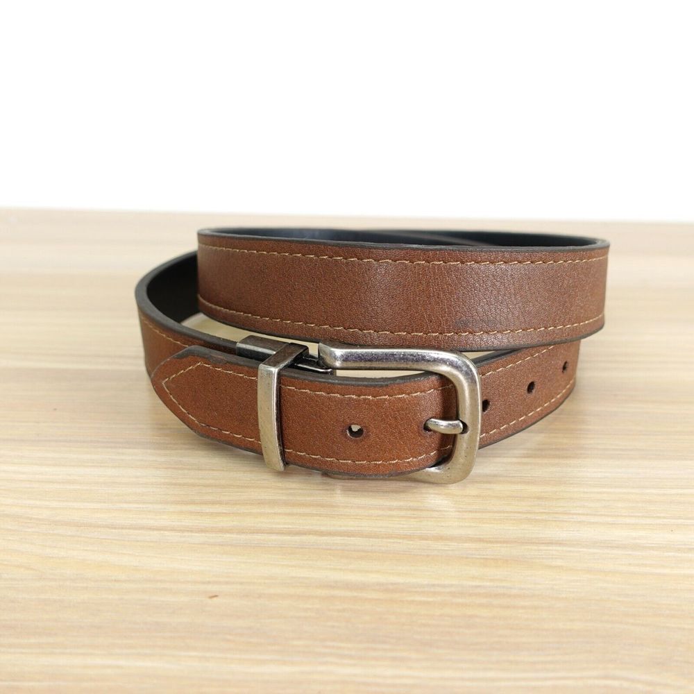 Columbia Belt Kids Youth Size XL‎ Brown Leather Dress Reversible Buckle Genuine